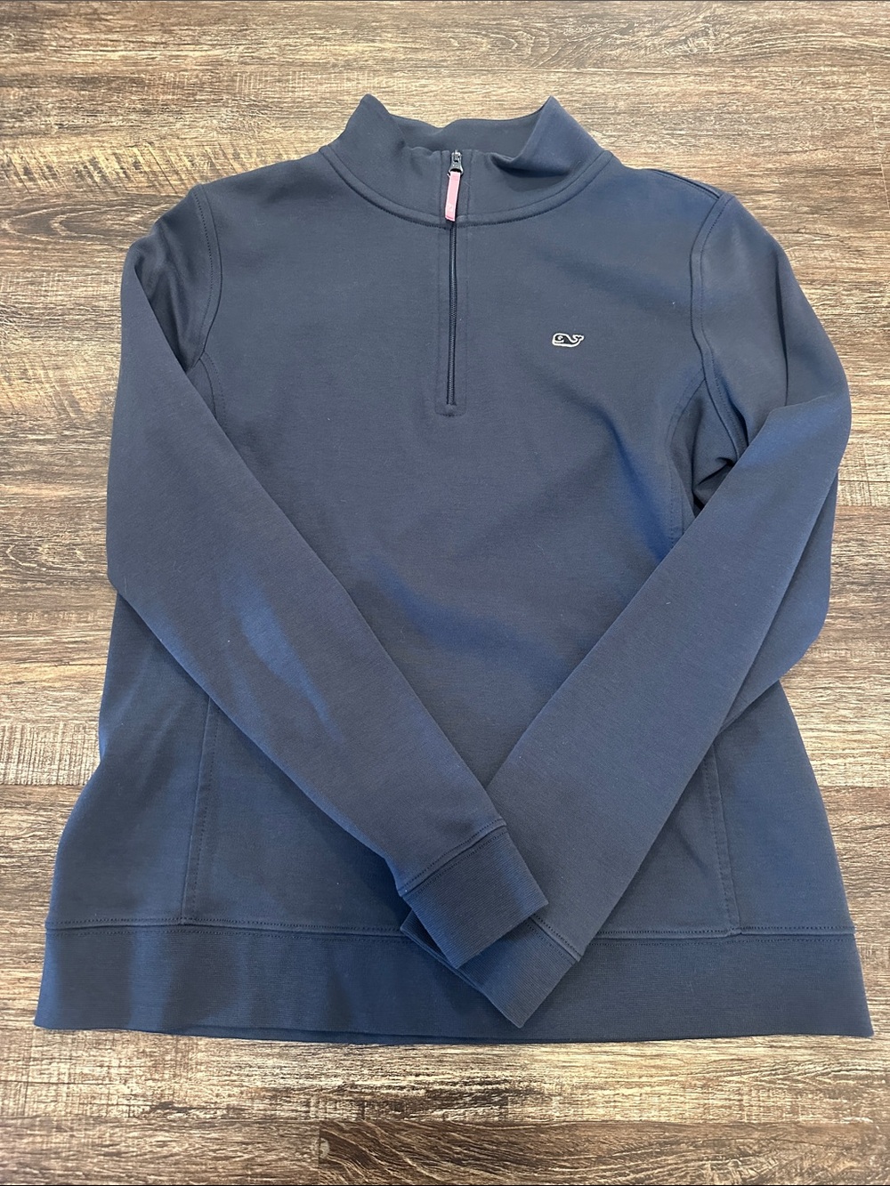 Vineyard Vines Navy Half-Zip Pullover with Small Whale Logo